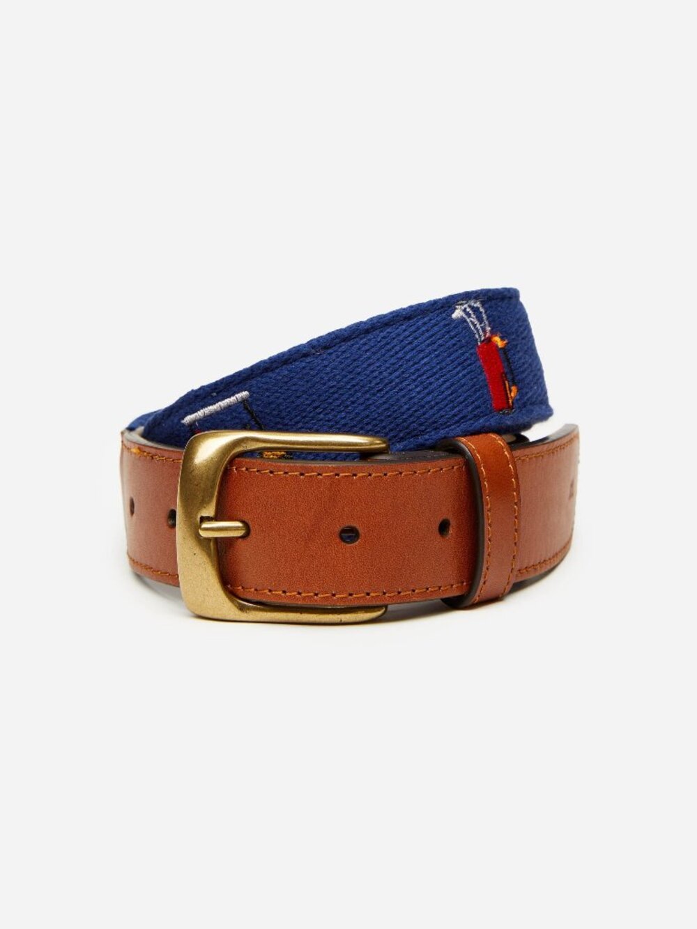 J McLaughlin Ashton Embroidered Belt in Golf Bag - Navy NEW